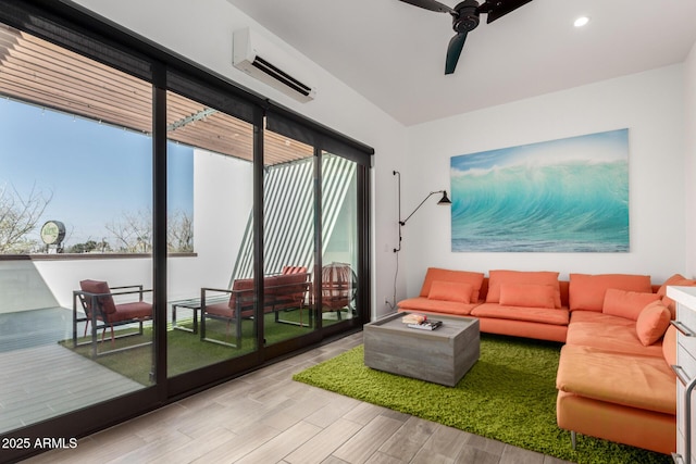 540 W Mariposa St Unit 9, Phoenix, AZ 85013 - living area with a wall unit AC, wood finished floors, ceiling fan, and recessed lighting