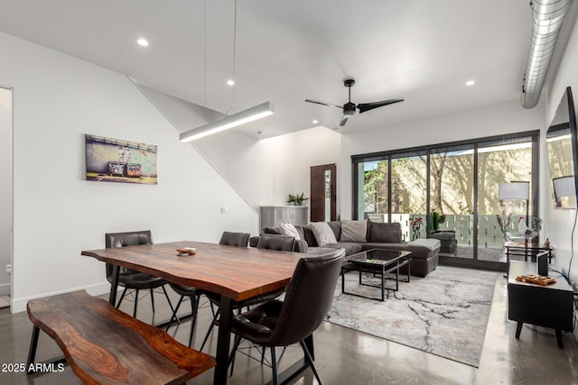 540 W Mariposa St Unit 9, Phoenix, AZ 85013 - dining area featuring finished concrete floors, recessed lighting, a ceiling fan, and baseboards