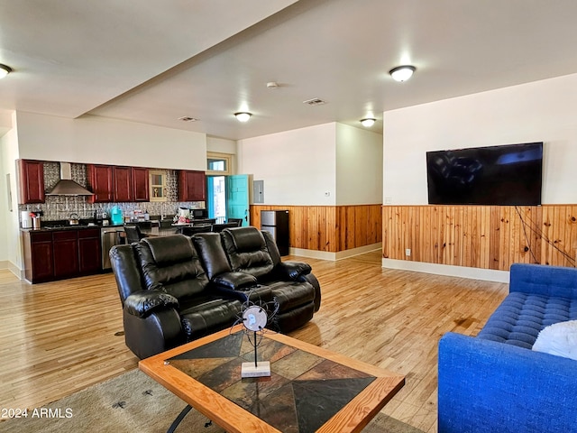 living room featuring light wood-type flooring