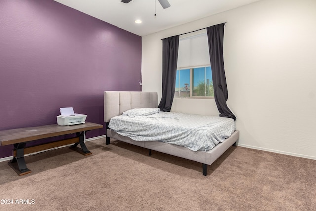 bedroom with carpet and ceiling fan