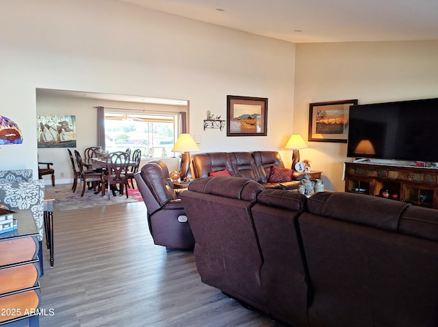 living room with wood-type flooring