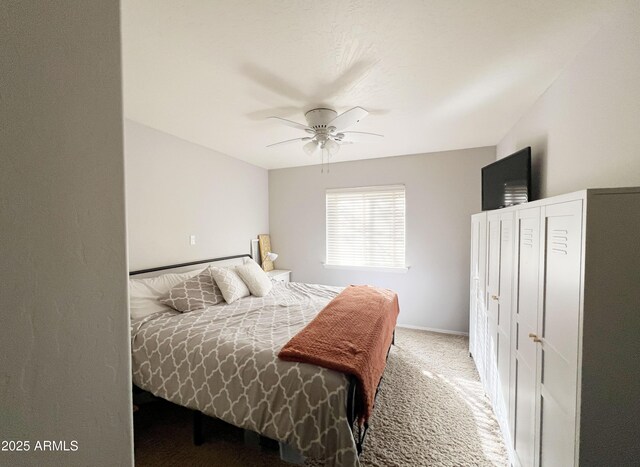 bedroom with carpet floors and ceiling fan