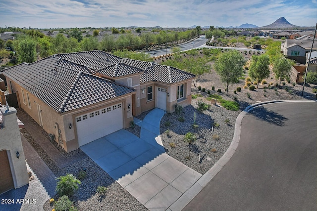 aerial view featuring a mountain view