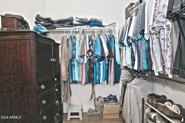 spacious closet featuring hardwood / wood-style flooring