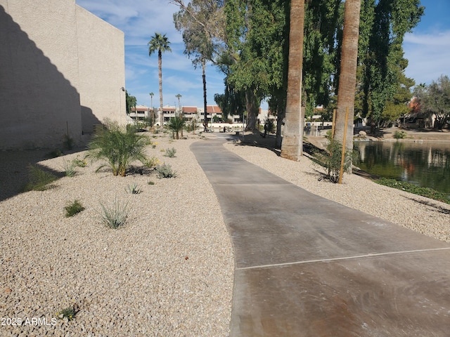 view of street featuring a water view