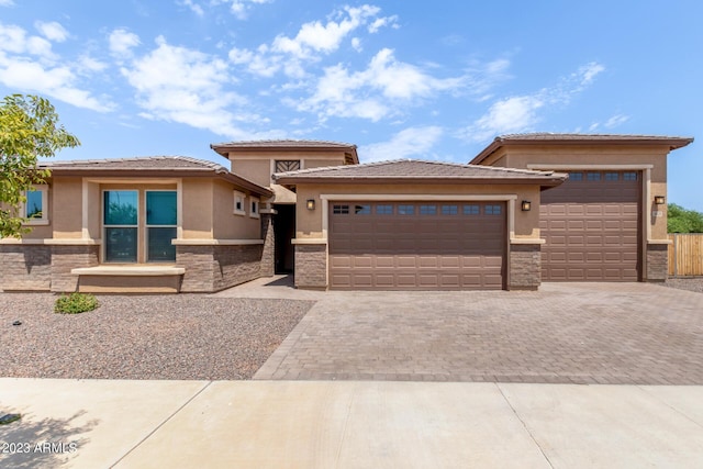 prairie-style house with a garage