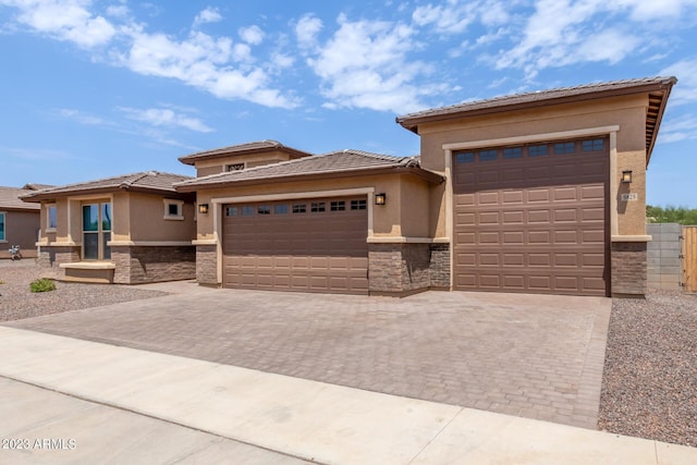 prairie-style house with a garage