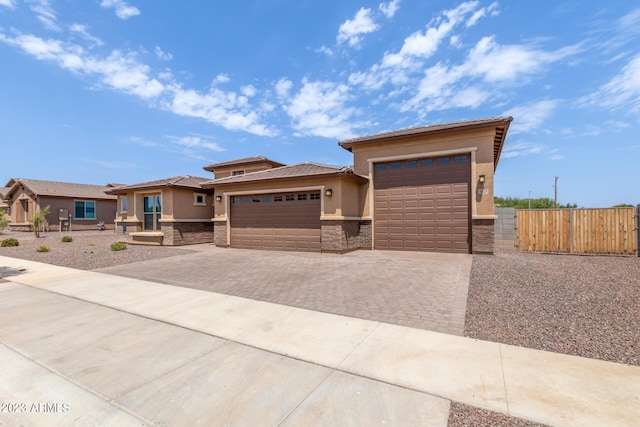 prairie-style house with a garage