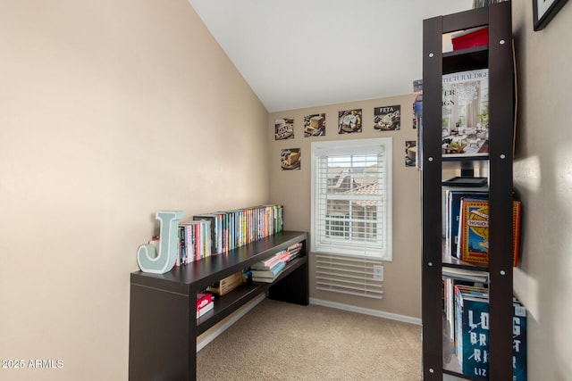 5612 S 21st Pl, Phoenix, AZ 85040 - sitting room featuring vaulted ceiling, carpet, and baseboards