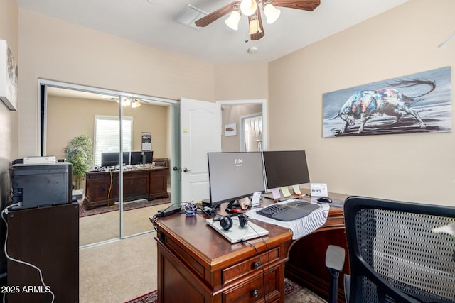 5612 S 21st Pl, Phoenix, AZ 85040 - carpeted home office featuring a ceiling fan