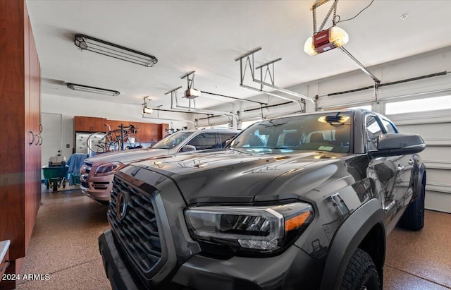 garage with a garage door opener