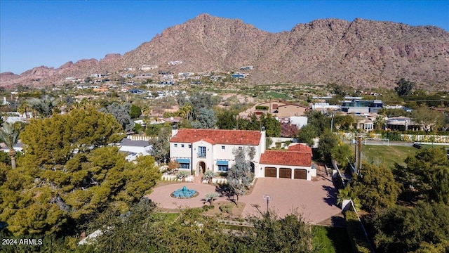 exterior space featuring a mountain view