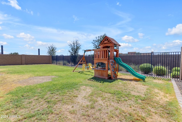 view of playground featuring a yard