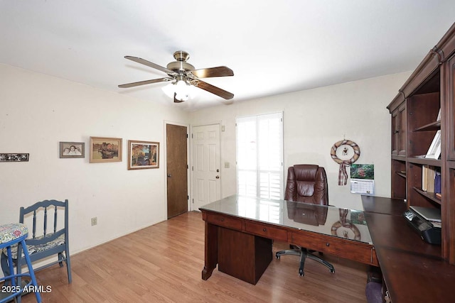 7537 W Bluefield Ave, Glendale, AZ 85308 - home office featuring ceiling fan and light wood finished floors