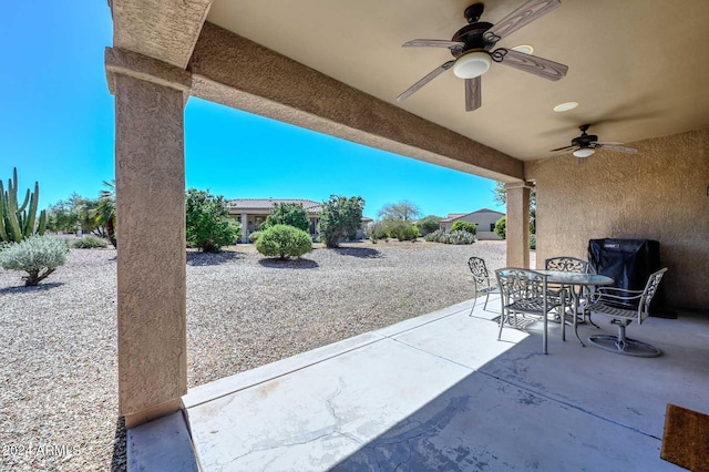 view of patio with ceiling fan