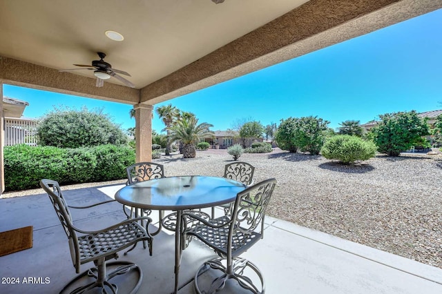 view of patio with ceiling fan