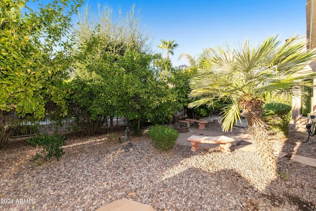 view of yard with a patio and fence