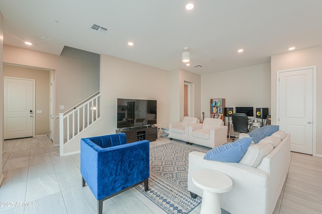 281 E Shamrock Dr, Chandler, AZ 85286 - living room featuring stairway and recessed lighting