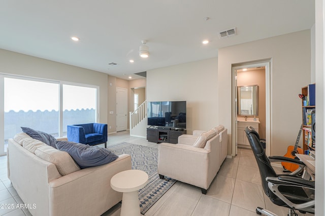 281 E Shamrock Dr, Chandler, AZ 85286 - living area with stairway, recessed lighting, and light tile patterned floors