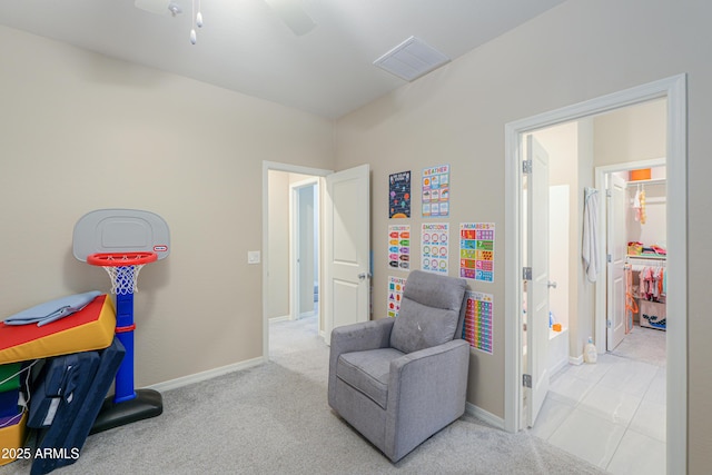 281 E Shamrock Dr, Chandler, AZ 85286 - living area with a ceiling fan and carpet flooring