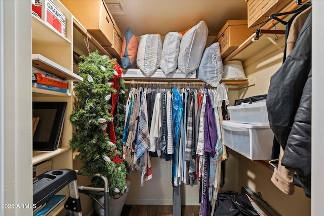 spacious closet with wood finished floors