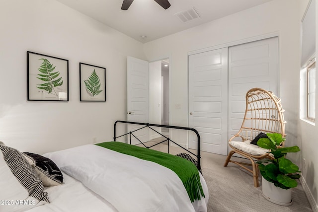 1931 E Aster Pl, Chandler, AZ 85286 - bedroom featuring carpet floors, a closet, and a ceiling fan