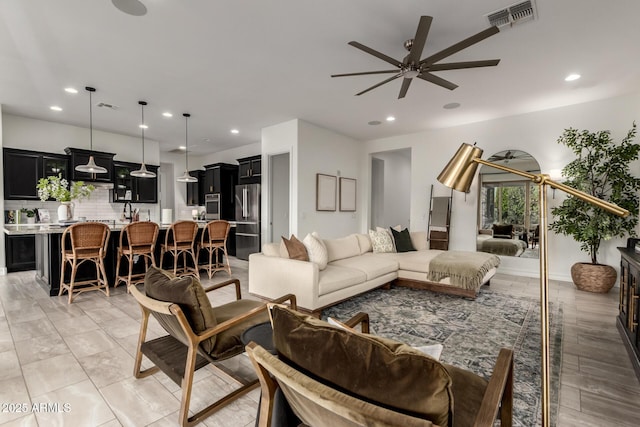 1931 E Aster Pl, Chandler, AZ 85286 - living area with a ceiling fan and recessed lighting