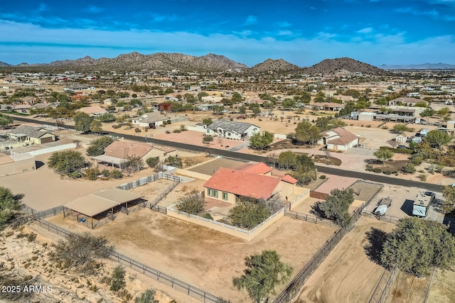 drone / aerial view featuring a mountain view