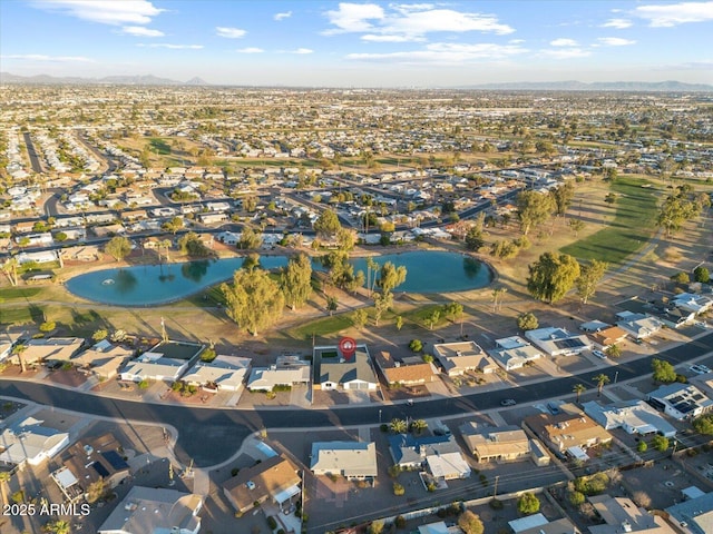 aerial view with a mountain view and a residential view