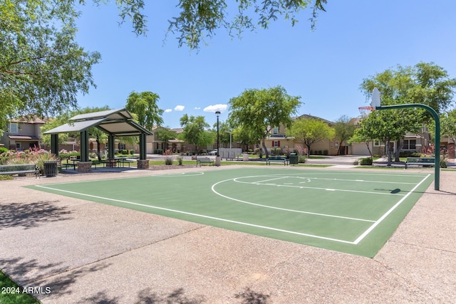 view of sport court with a gazebo