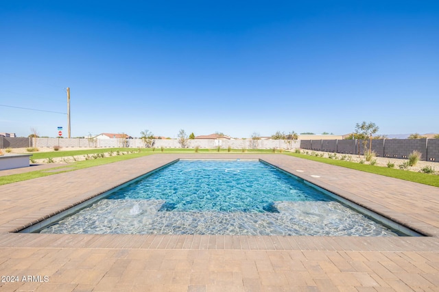 view of swimming pool featuring a fenced in pool and a fenced backyard