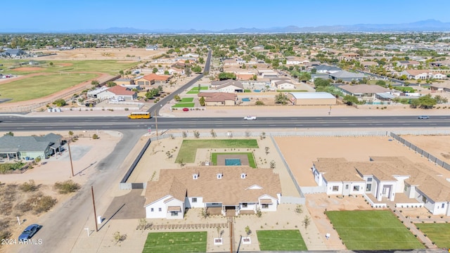 birds eye view of property featuring a residential view and a mountain view