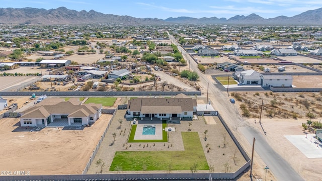 bird's eye view with a residential view and a mountain view