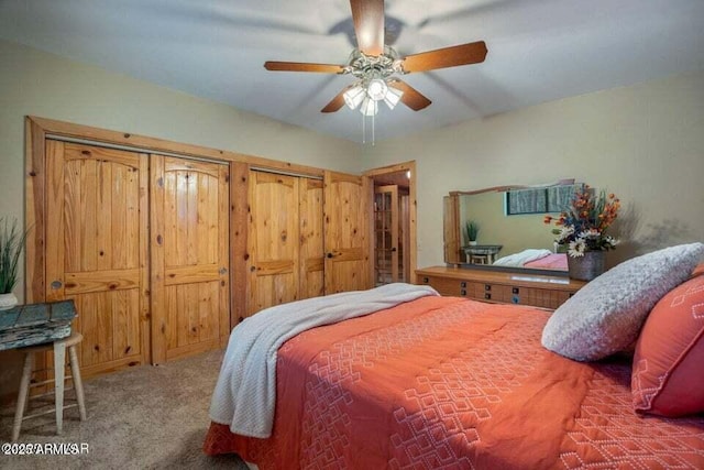 bedroom featuring carpet and ceiling fan