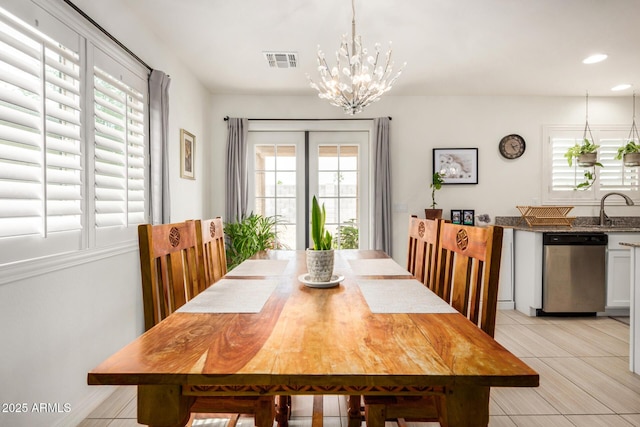 1874 E Mesquite Ave, Apache Junction, AZ 85119 - dining room with a chandelier, light tile patterned floors, and recessed lighting