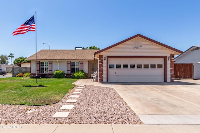 2003 W Tyson St, Chandler, AZ 85224 - ranch-style house with fence, an attached garage, concrete driveway, and a front yard