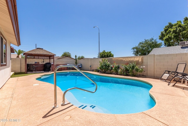2003 W Tyson St, Chandler, AZ 85224 - view of swimming pool featuring a gazebo, a fenced backyard, a fenced in pool, and a patio