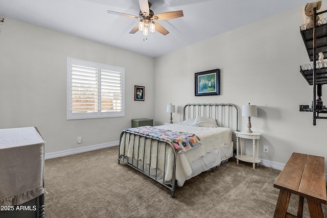 1439 E Mead Dr, Gilbert, AZ 85298 - bedroom featuring carpet flooring, baseboards, and ceiling fan