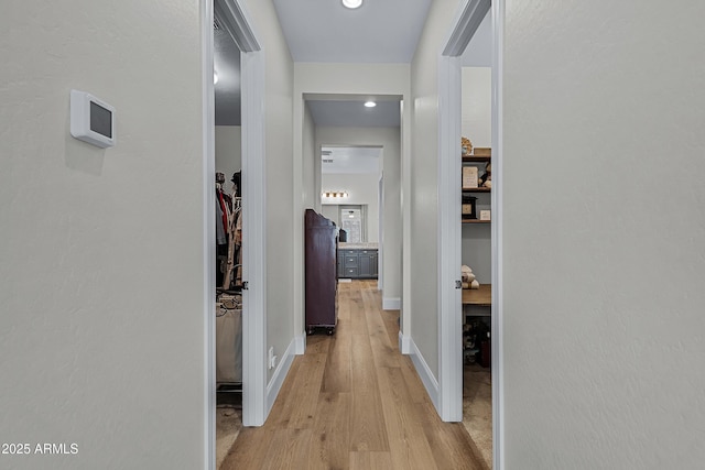 1439 E Mead Dr, Gilbert, AZ 85298 - hall with light wood-style flooring and recessed lighting