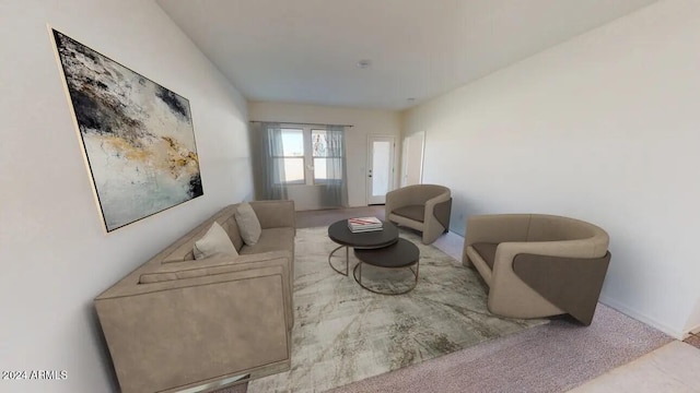 living room with light colored carpet