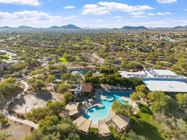 aerial view with a mountain view