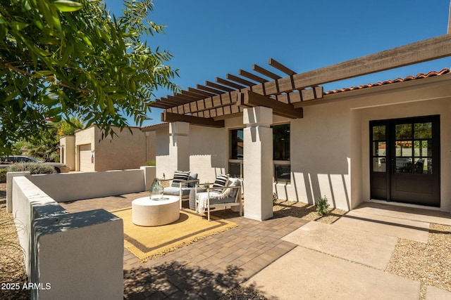 7618 N Via Del Paraiso, Scottsdale, AZ 85258 - view of patio featuring a pergola and an outdoor hangout area