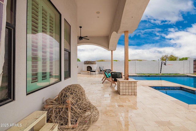 view of patio featuring a fenced in pool and a fenced backyard