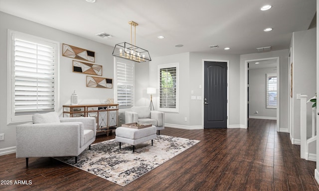 2915 W Night Owl Ln, Phoenix, AZ 85085 - sitting room with dark wood finished floors, baseboards, and recessed lighting