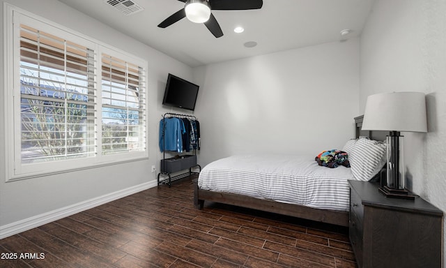 2915 W Night Owl Ln, Phoenix, AZ 85085 - bedroom with wood finished floors, baseboards, a ceiling fan, and recessed lighting