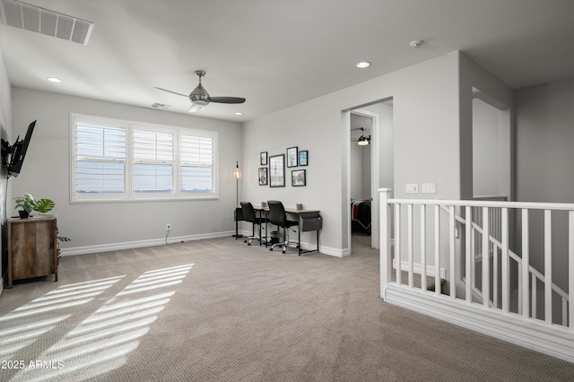 2915 W Night Owl Ln, Phoenix, AZ 85085 - carpeted office featuring a ceiling fan, baseboards, and recessed lighting