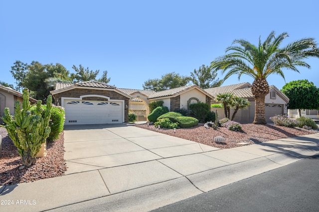 view of front of property featuring a garage