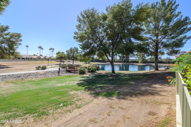 view of yard featuring a water view