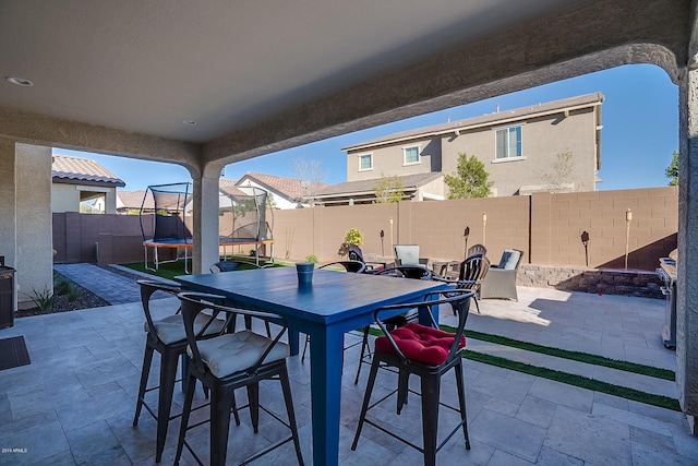 view of patio with a trampoline