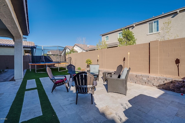 view of patio / terrace featuring a trampoline